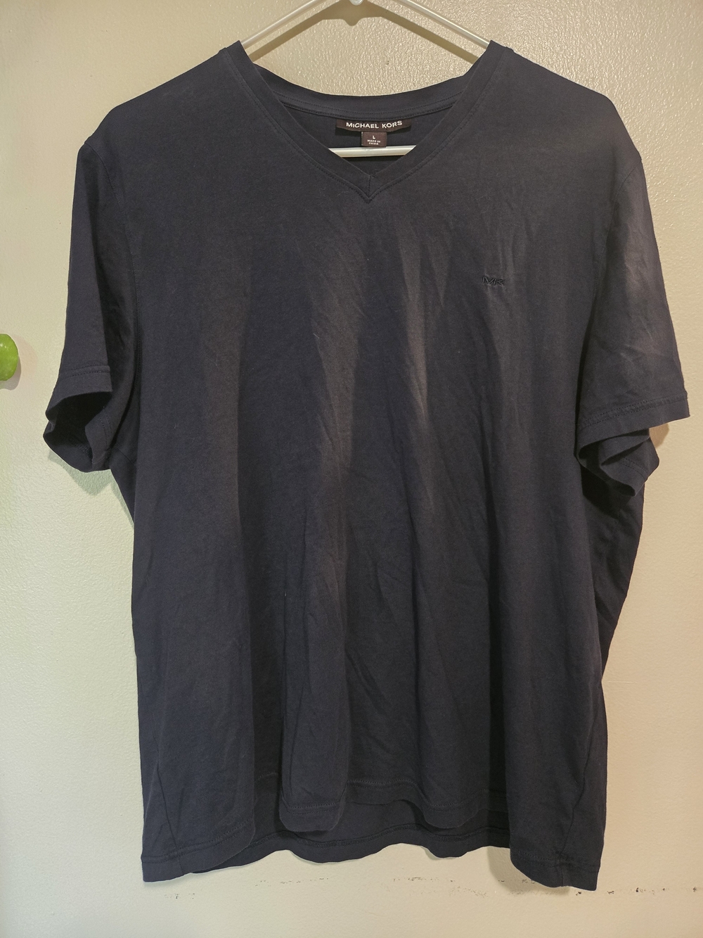 Michael Kors Men’s Dark Navy V-Neck Cotton Tee Large